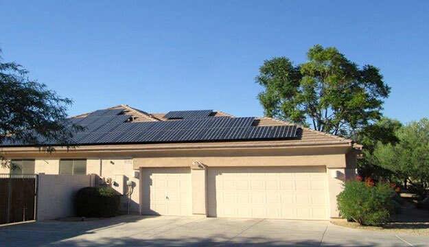 solar on roof over garage in Phoenix area home AZ