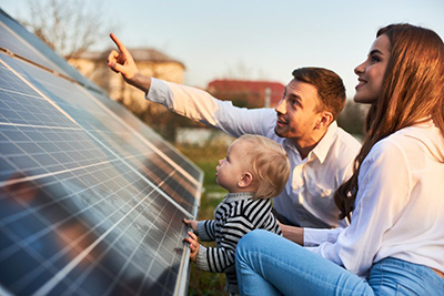 family with solar home