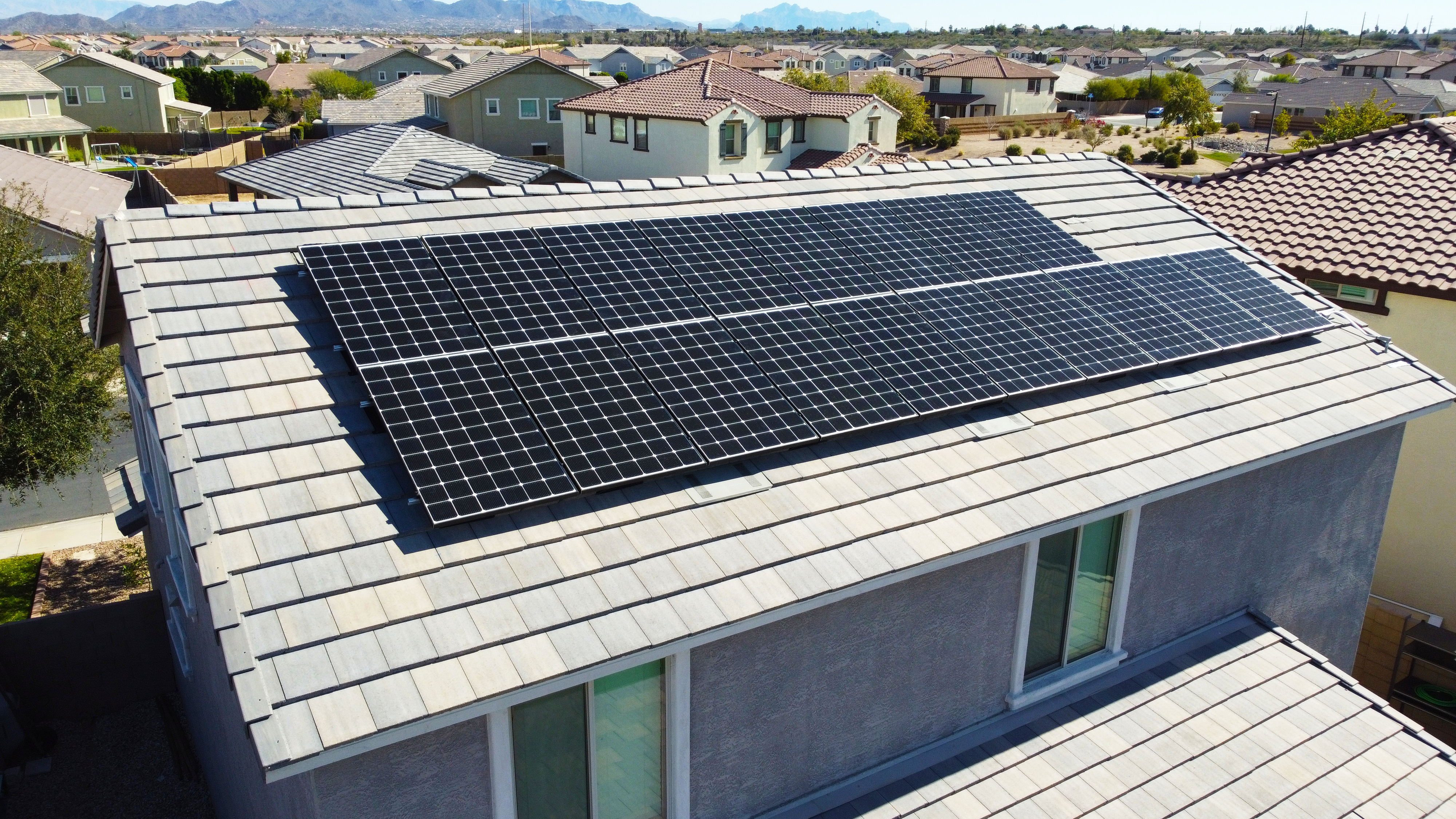 solar panels on roof