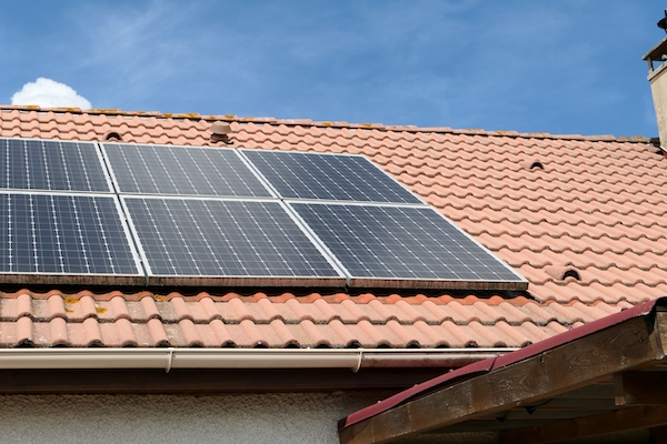 photovoltaic panels installed on the roof of a house. 