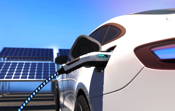 Electric car power charging by a solar panel