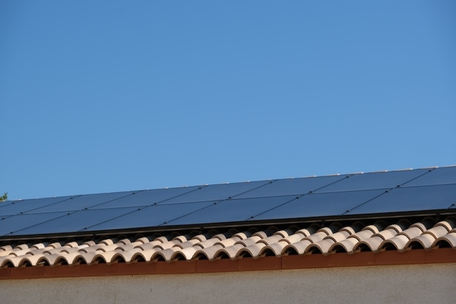 Solar photovoltaic panels on roof