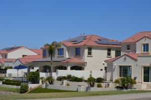 solar panels on rooftop of waterfront home arizona